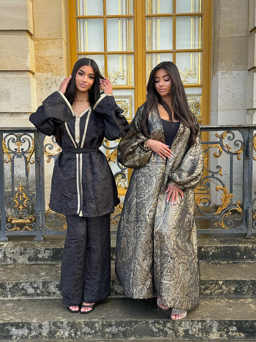 Ensemble caftan 3 pièces ( haut + kimono+ ceinture + pantalon )